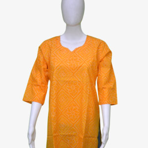 Brightest Yellow With White Doted Design Kurti