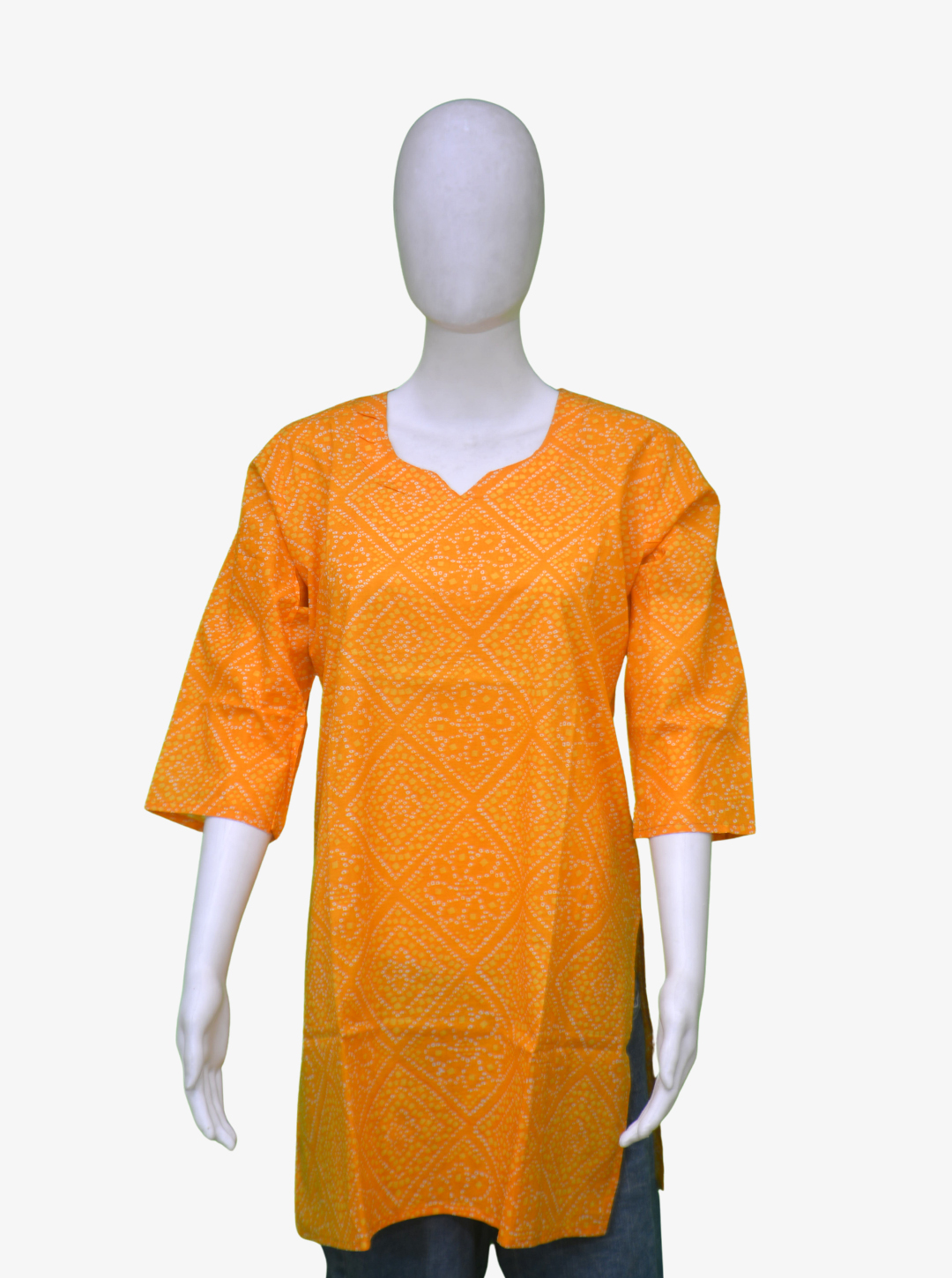 Brightest Yellow With White Doted Design Kurti