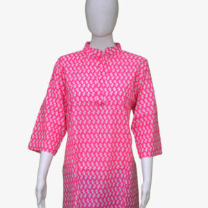 Dot Line Designer Pink Kurti