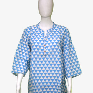 Sky Blue Triangles Design Kurti