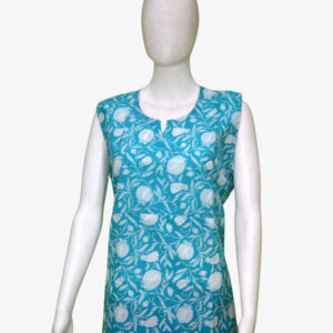 Sky Blue Base White Flower Design