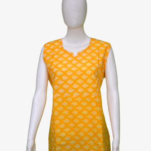 Yellow Base White Butta Design Kurti